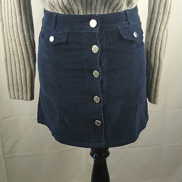 BDG Navy Needlecord Mini Skirt Size 2 - Picture 2 of 12